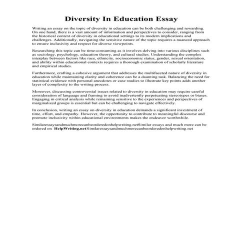 Diversity In Education Essay