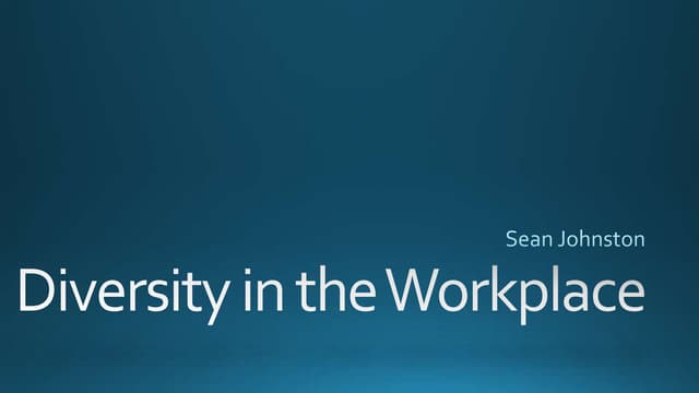 Diversity In The Workplace