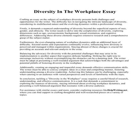 Diversity In The Workplace Essay. Sentara College of Health Sciences