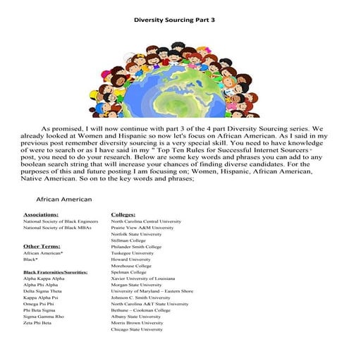 Diversity sourcing african american