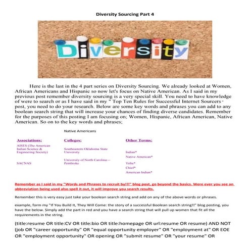 Diversity sourcing native american