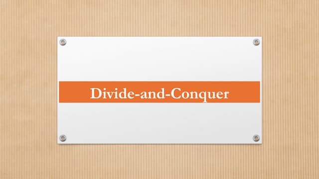 Divide and Conquer  in DAA concept. For B Tech CSE
