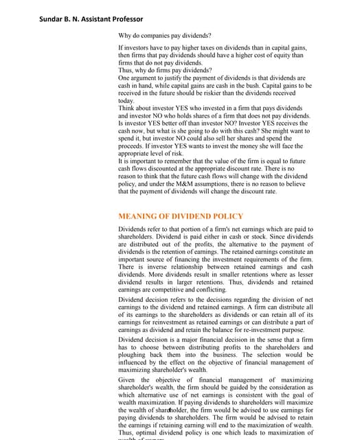 Dividend Policy and Procedure