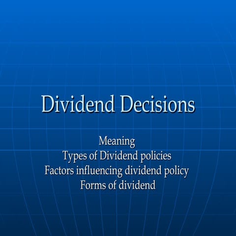 Dividend Decisions Ppt