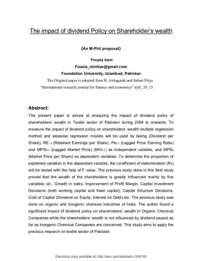 Dividend policy research proposal