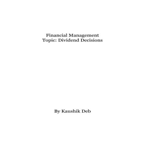 Dividend Decisions Pdf