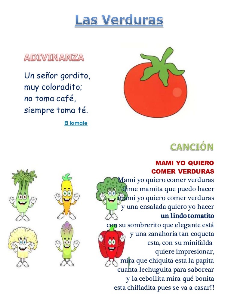 Adivinanzas y canciones de las verduras y frutas