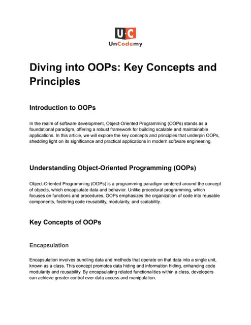 The Four Pillars of Object-Oriented Programming | PPT