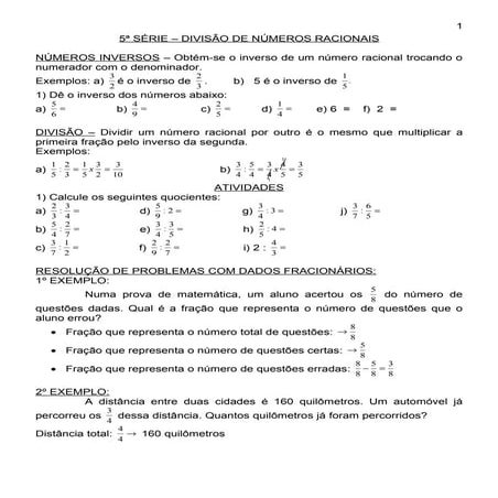Divisao de frações e problemas