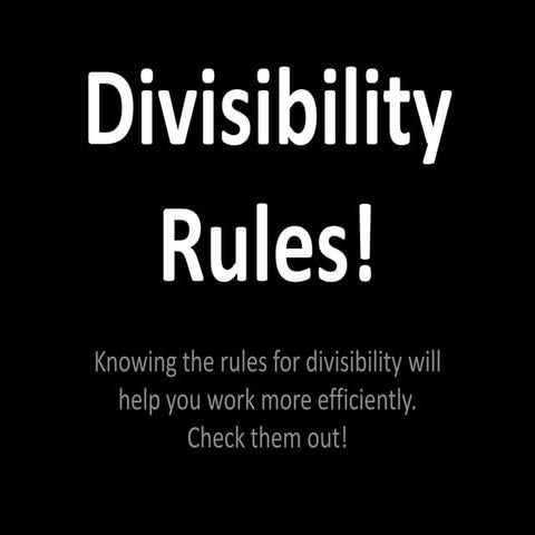 Divisibility Rules