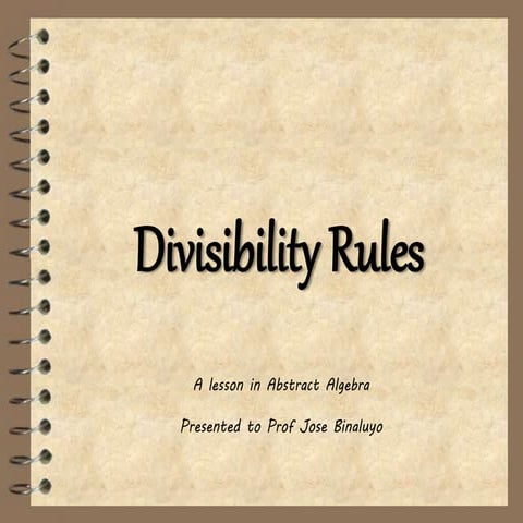 Divisibility rules (Properties of Divisibility)