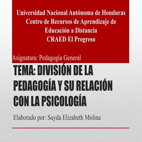 División de la pedagogía y su relación con la psicología