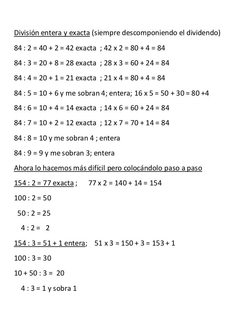 División entera y exacta