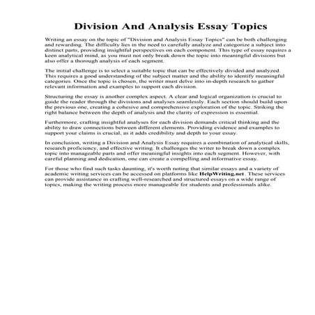Division And Analysis Essay Topics | PDF