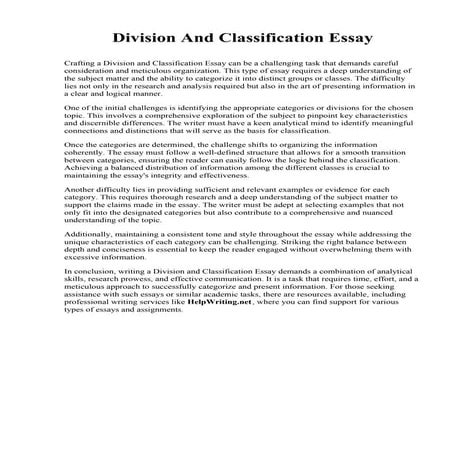 Division And Classification Essay. Online assignment writing service.
