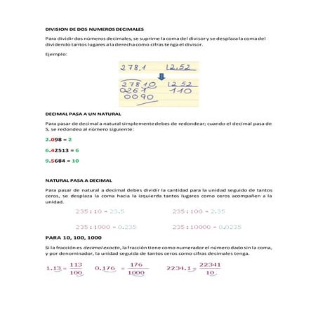 Division de dos numeros decimales