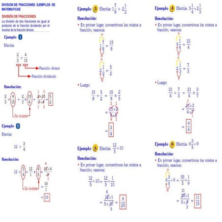 Division de fracciones 5to primaria ejemplos de matematicas