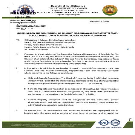 Division memorandum no. 24, s. 2020