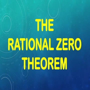 The Rational Root Theorem for Grade 10 Learners