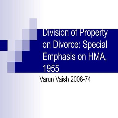 Division of property on divorce In India