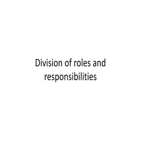 Division of roles and responsibilities