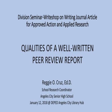 Qualities of a Well-Written Peer Review Report