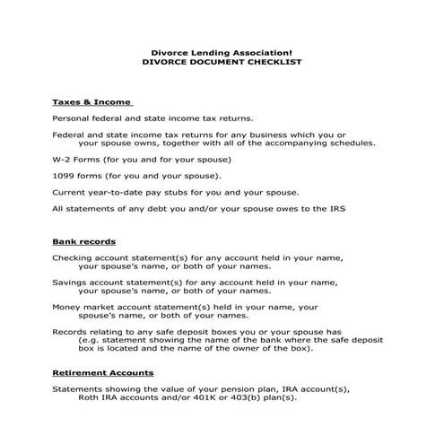 Divorce Document Checklist | Divorce Checklist: 10 Key Steps to Prepare ...