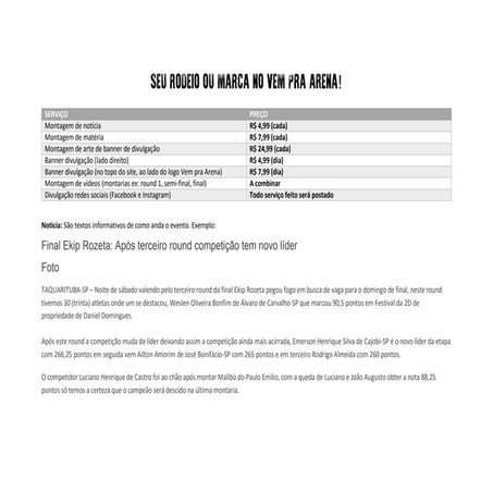 Divulgação vem pra arena  2015