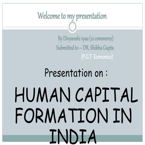 Human capital formation in India project for class 12 | PDF