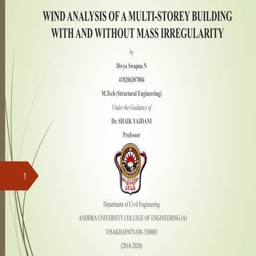 WIND ANALYSIS OF A MULTI STOREY BUILDING WITH AND WITHOUT MASS IRREGURALITY B...