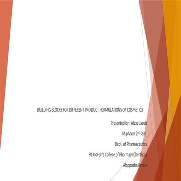 Building Blocks for Different Product Formulations of Cosmetics