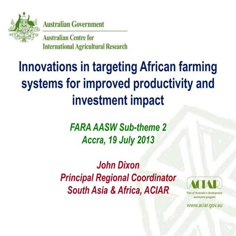 Key recommnadation from AASW6: Innovations in targeting African farming systems 