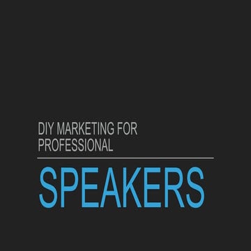 DIY Marketing for Speakers