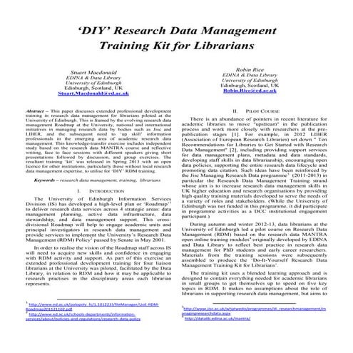 DIY Research Data Management training Kit for Librarians