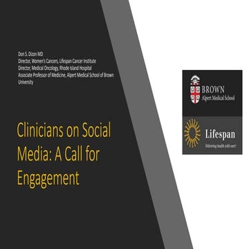 Clinicians on Social Media: A Call for Engagement (D. Dizon)
