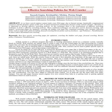 Effective Searching Policies for Web Crawler