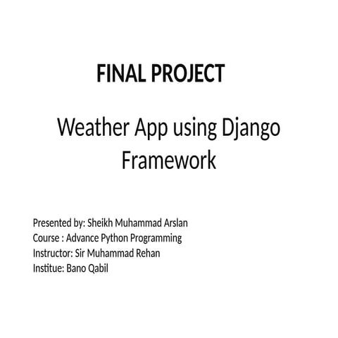 Django_Weather application for weather forecasting | PPTX