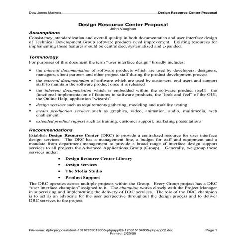 Design Resource Center  Proposal