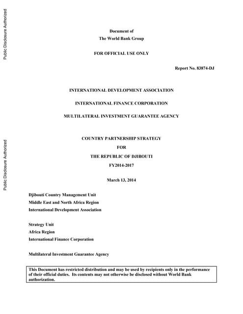 Djibouti country strategy world bank 2014
