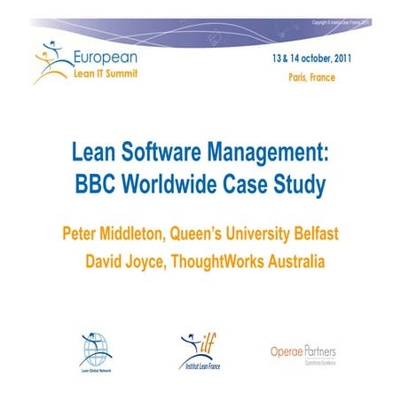 Lean Software management: BBC Worldwide case study