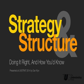 Strategy & Structure - Doing It Right, And How You'd Know