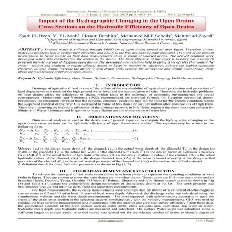 Impact of the Hydrographic Changing in the Open Drains Cross Sections on the ...