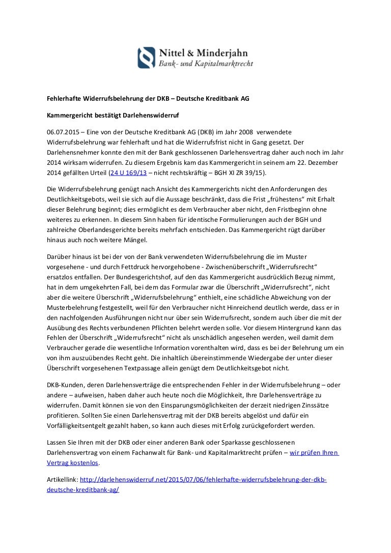 dkb deutsche kreditbank ag fehler bei widerrufsbelehrung - Muster Widerrufsbelehrung Darlehensvertrag dkb deutsche kreditbank ag fehler bei widerrufsbelehrung - Muster Widerrufsbelehrung Darlehensvertrag
