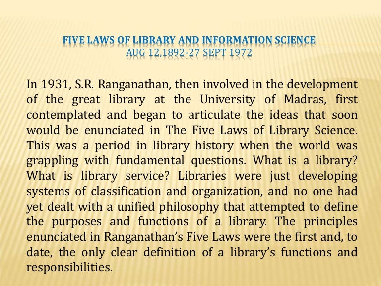 Five Laws of Library Science