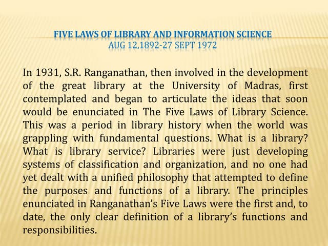 Five Laws of Library Science