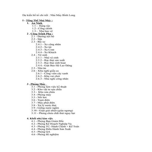 Dự kiến bố trí các chi tiết