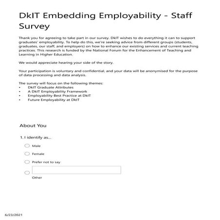 Embedding Employability Survey - Staff