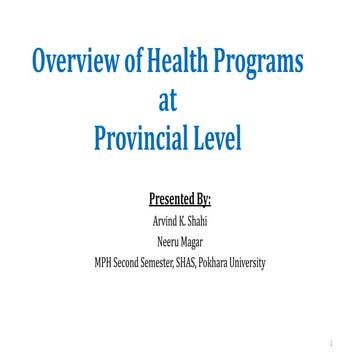 Overview of Health Programs at Provincial Level