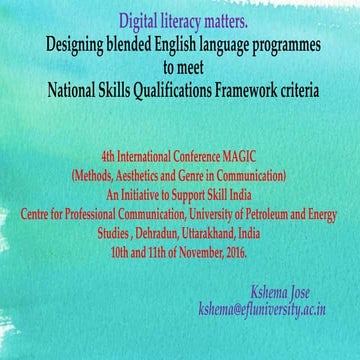 Blended English programmes for National Skills Qualification Framework