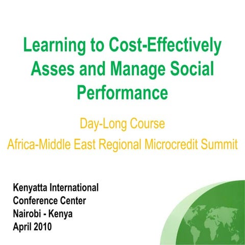 AMERMS Course 1: Learning to Cost-Effectively Assess and Manage Social Perfor...